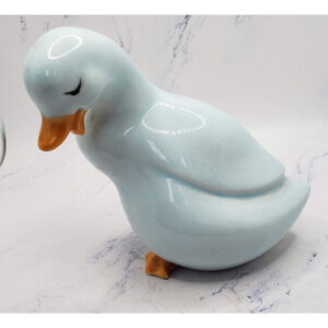 Vintage Collectible Porcelain Blue Sleeping Duck Figurine 4" Knick Knack